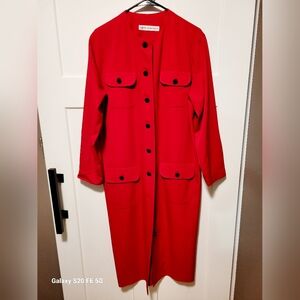 Cathy Hardwick Wool Coat Vintage USA Made S/M Red Classic Winter Chic Elegance